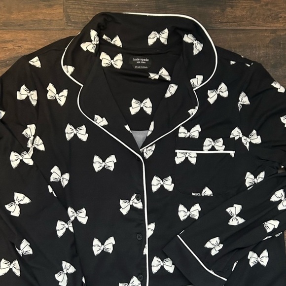 Kate Spade Bow Pajama Top Black Top XL - Picture 4 of 8
